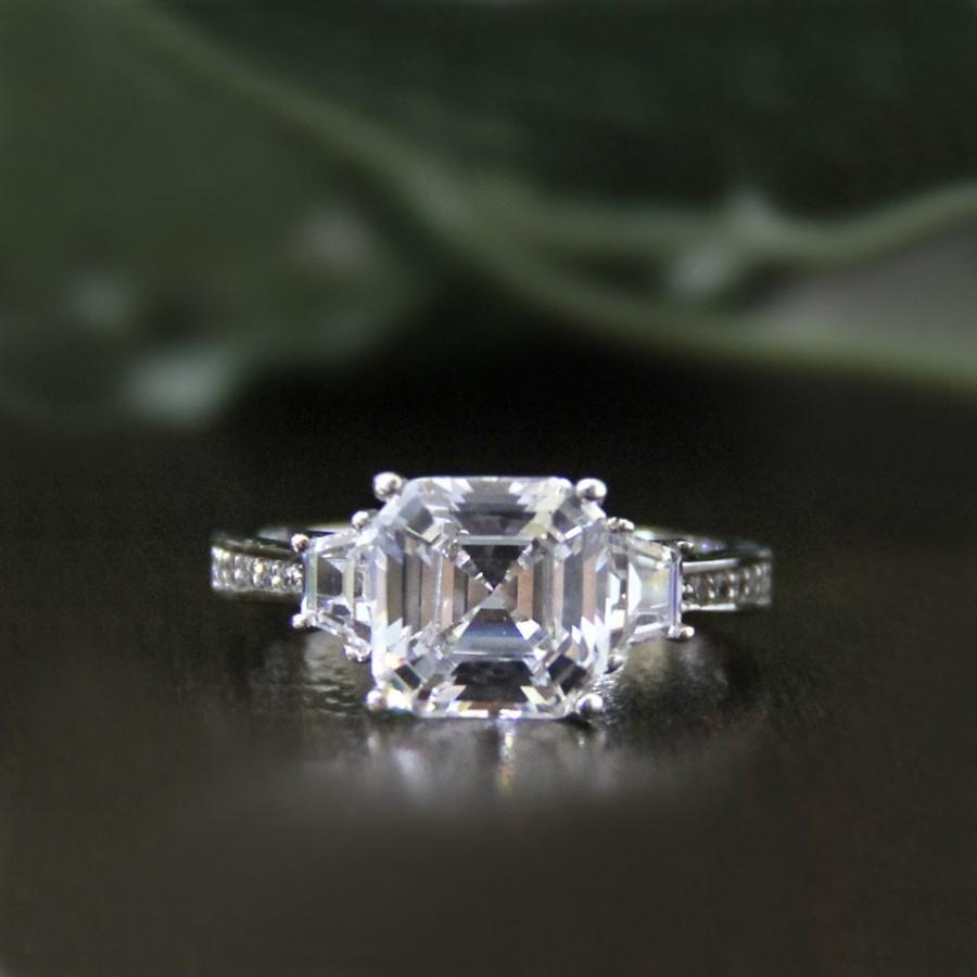 Mariage - 2.40 ct Engagement Ring-Asscher Cut Diamond Simulants-Wedding Ring-Promise Ring-Everyday Ring-Bridal Ring-925 Sterling Silver [6917]