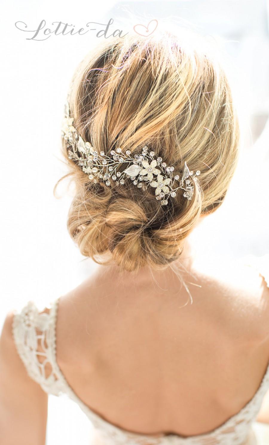 زفاف - Boho Silver Halo Hair Wrap, Silver or Gold Hair Wreath, Boho forehead band, Wedding Hair Vine, Boho Wedding Headpiece - 'VIOLETTA'