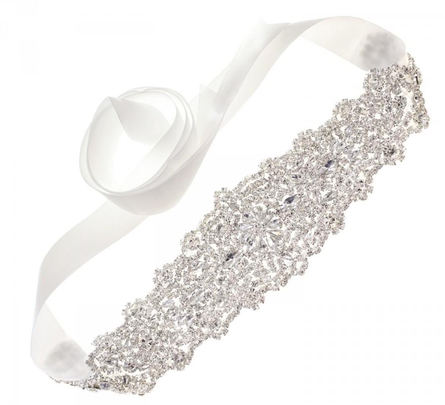 Hochzeit - Bridal Sash, Rhinestone Sash, Off-White Wedding Belt, Crystal Sash, Bridal Accessory, Bridal Belt