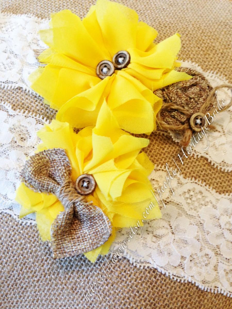 Wedding - sunflower garter - rustic garter