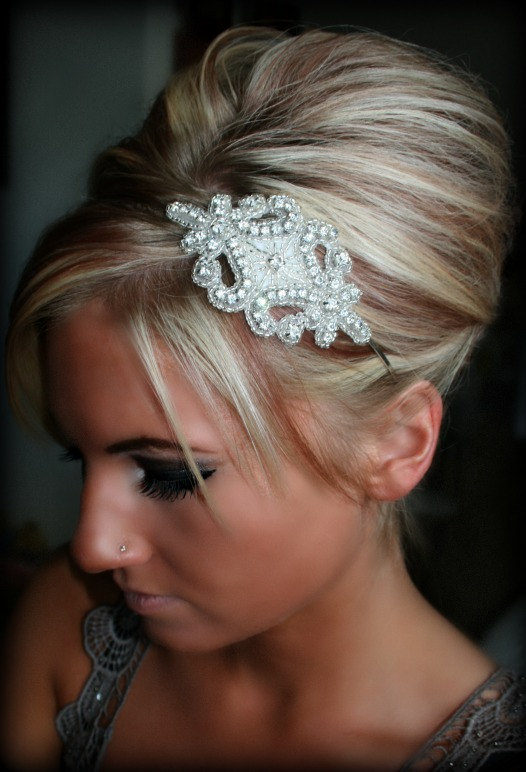 زفاف - Rhinestone Headband, GENNA, wedding headpiece, ribbon, bridal accessories, bridal, wedding, hair accessory