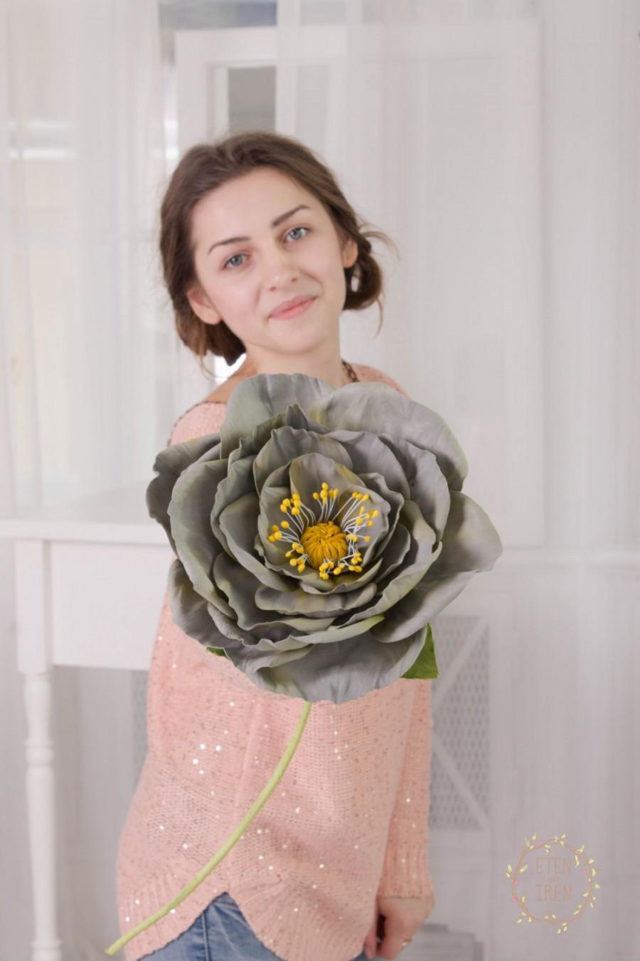 Wedding - Big Grey Rose Flower Decor Wedding Floral Bouquet artificial flower house decor home decoration Bridal Birthday Gifts