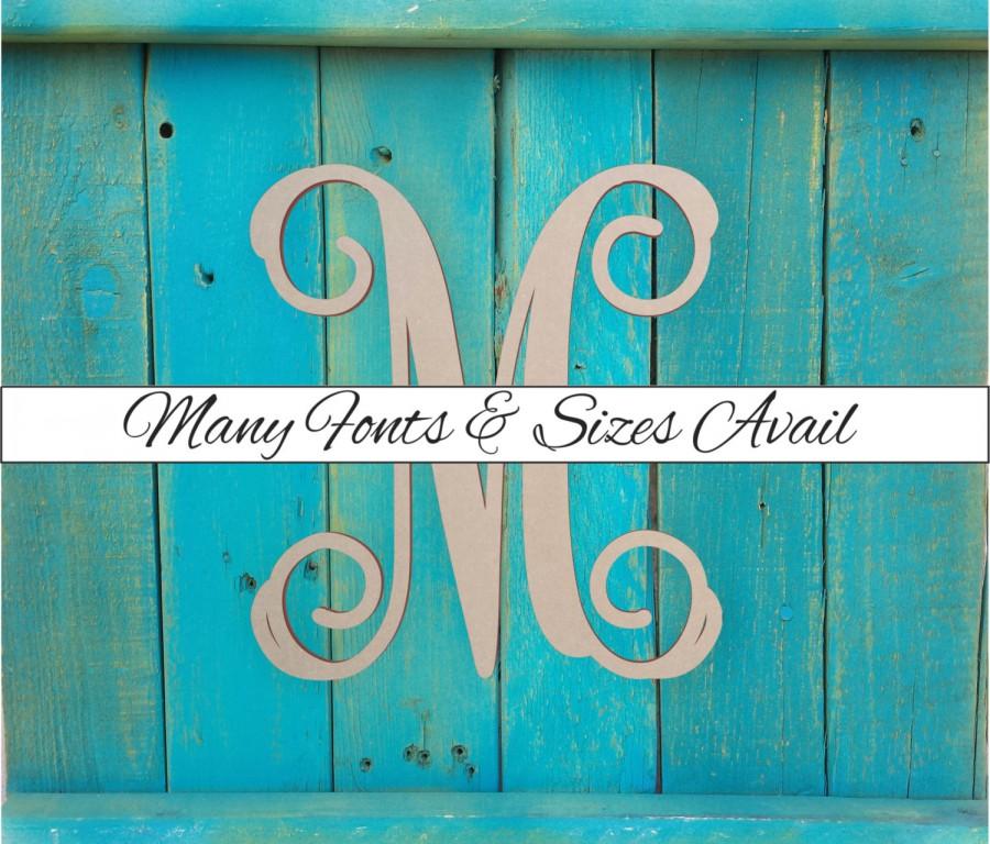 Hochzeit - Wooden Monogram Letter "M" - Large or Small, Unfinished, Cursive Wooden Letter - Perfect for Crafts, DIY, Weddings - Sizes 1" to 42"