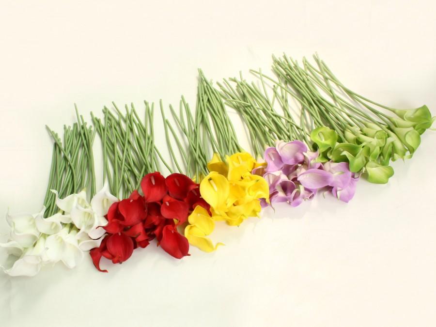 زفاف - Cally Lily Real Nature Touch Flowers for DIY Bridal Bouquet Wedding Bouquet with Scent high quality