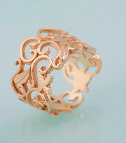زفاف - Gold lace ring, Ruby ring, A gift for her, Leaves and flowers ring, promise ring, Filigree ring, diamond ring, alternative Engagement ring,