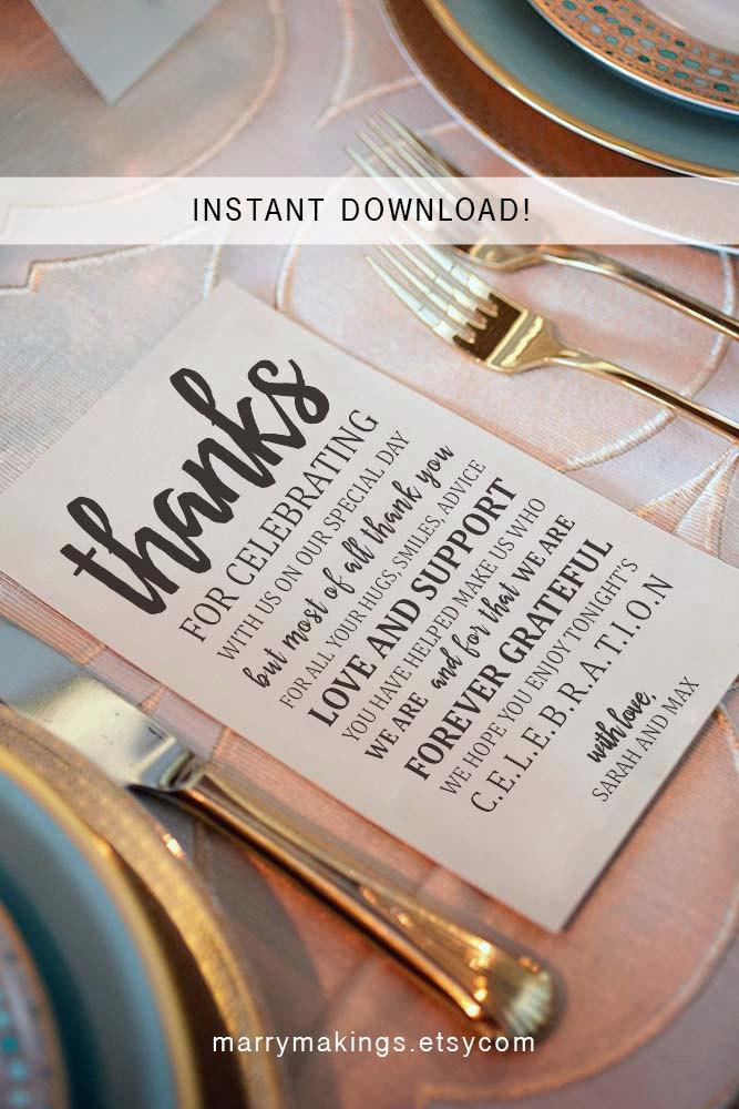 Hochzeit - Thank You Template, 02, Wedding Thank You Card Printable Template 
