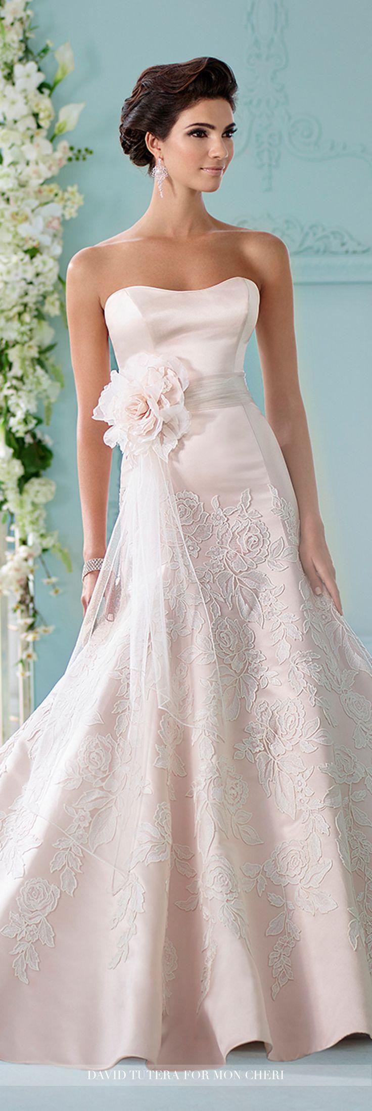 Wedding - Strapless Satin Fit And Flare Wedding Dress David Tutera