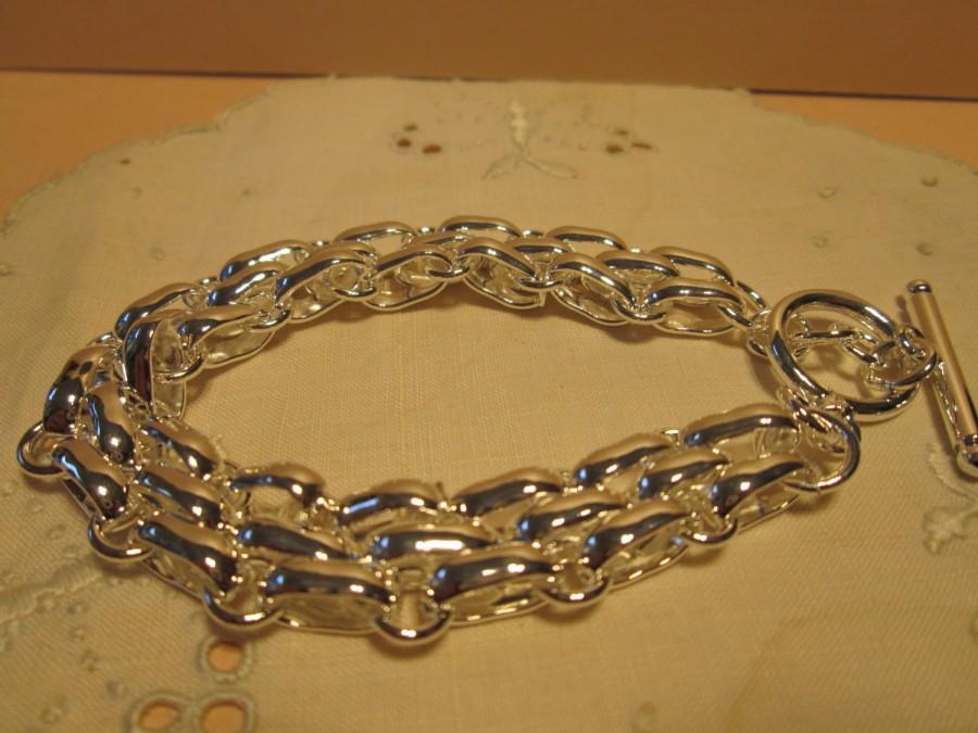 Hochzeit - Lovely Sterling Silver Bracelt 1/2" wide and heavy