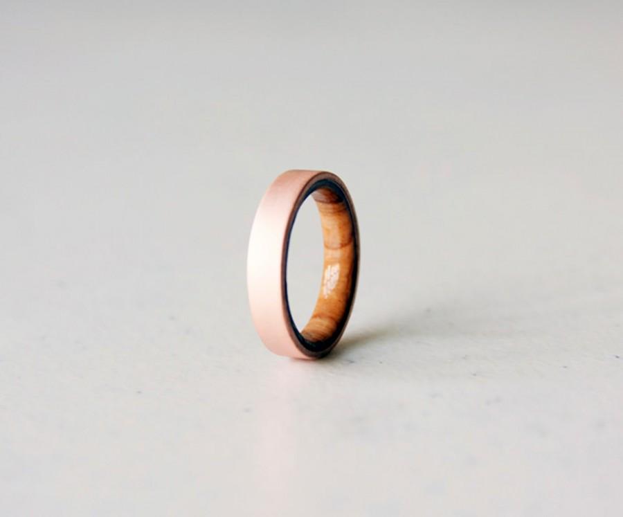 Hochzeit - Titanium Ring wood silver ring olive wood ring wedding ring engagement ring band