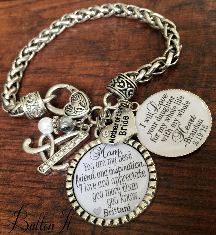 Wedding - Mother of the BRIDE gift, Mother of the GROOM gift, PERSONALIZED jewelry, my best friend and inspiration, mother in law wedding keepsake