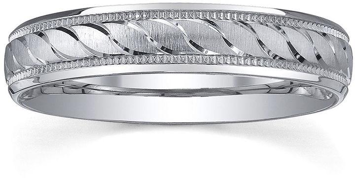 Hochzeit - MODERN BRIDE Personalized 4mm Comfort Fit Swirled Sterling Silver Wedding Band