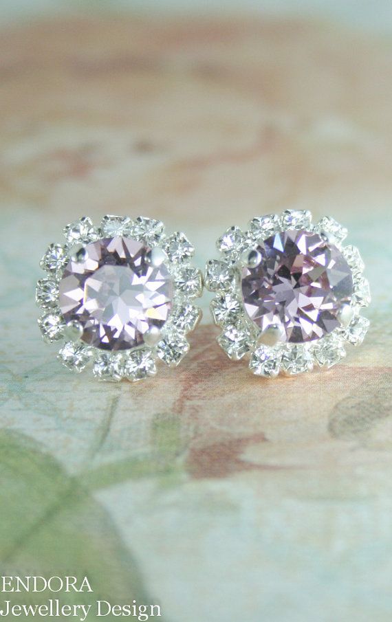 Hochzeit - Lilac Crystal Earrings,Lilac Wedding,Swarovski Crystal Earrings,Lilac Jewelry,Lilac Earrings,Lilac Bridesmaid Earrings, Light Amethyst,lilac