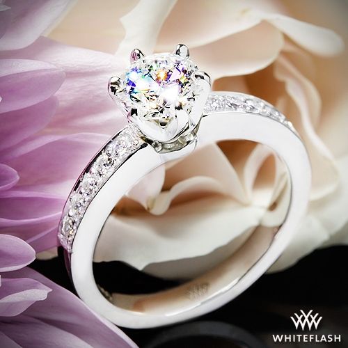 زفاف - Platinum Bead-Set Diamond Engagement Ring