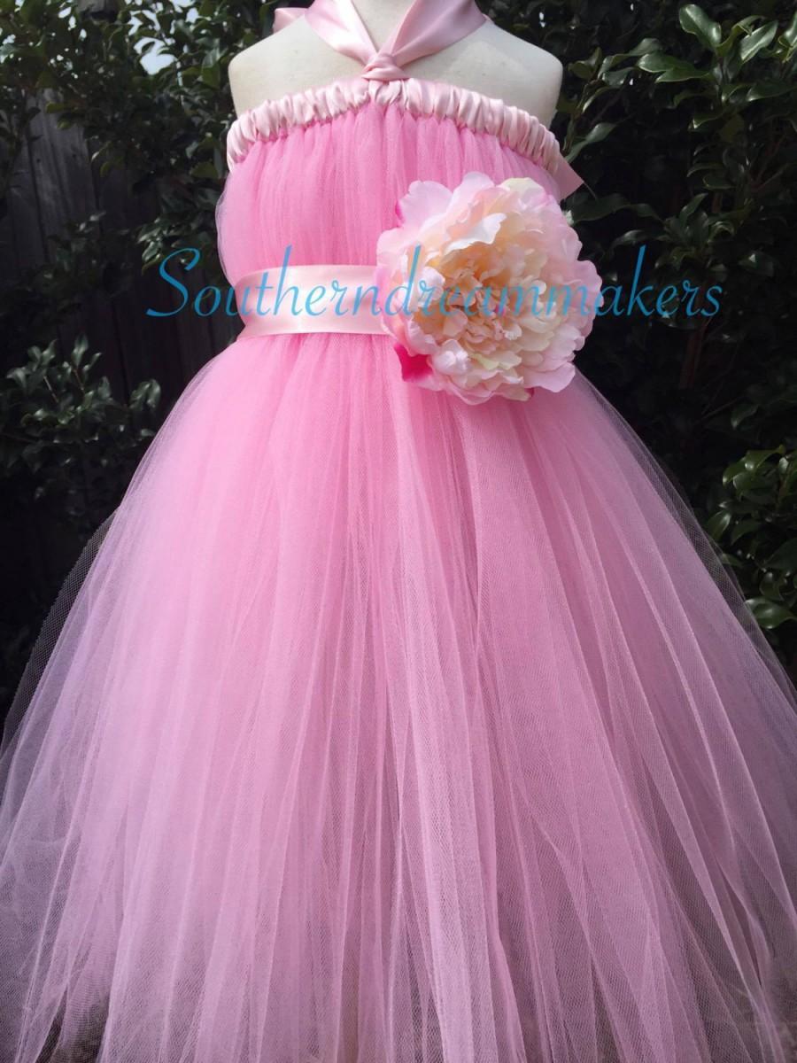 Mariage - Flower Girl Tutu Dress-Pink Flower Girl Dress-Pink Tutu Dress-Pink Pageant Dress-Pageant Dress-Flower petal Dress, Pageant Tutu, Birthday