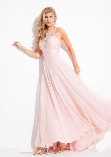 Свадьба - Straps Red Floor Length Crystals Chiffon Ruched Pink