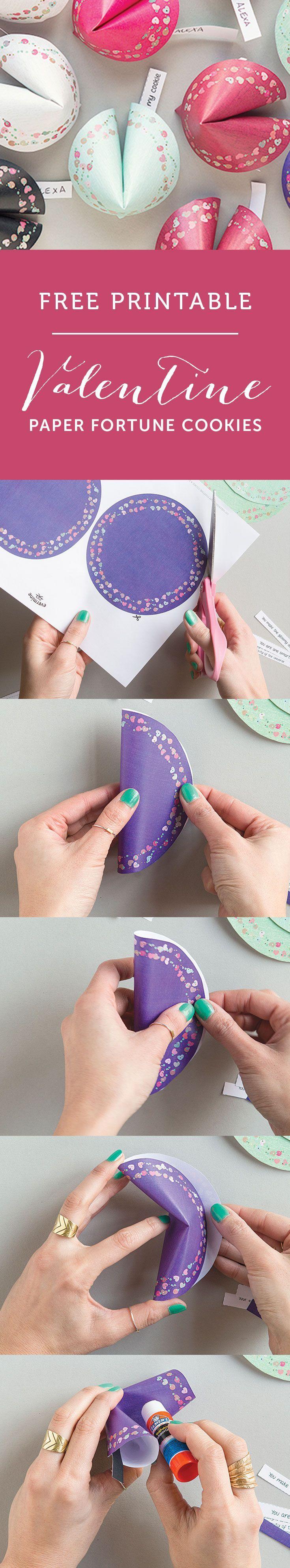 Hochzeit - Free Printable Valentine Paper Fortune Cookies - Gift & Favor Ideas From Evermine