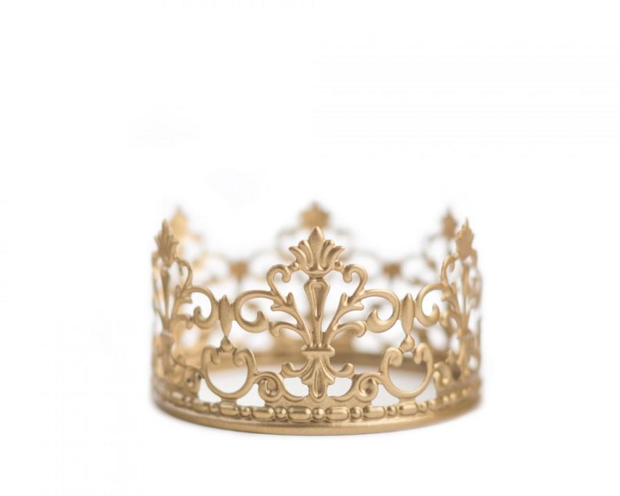 Hochzeit - Gold Crown Cake Topper, Wedding Cake, Gold Crown, Mini Crown, Princess Cake, Prince Party