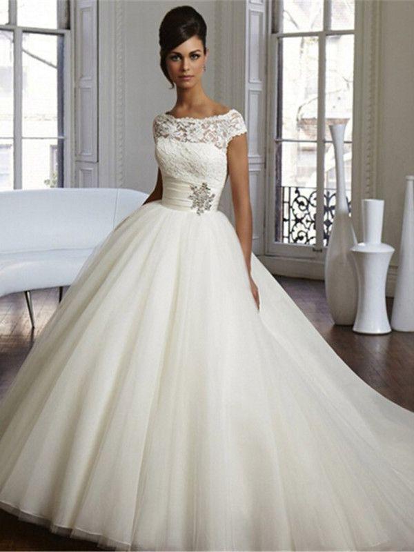 زفاف - Elegant A-Line Lace Wedding Dress