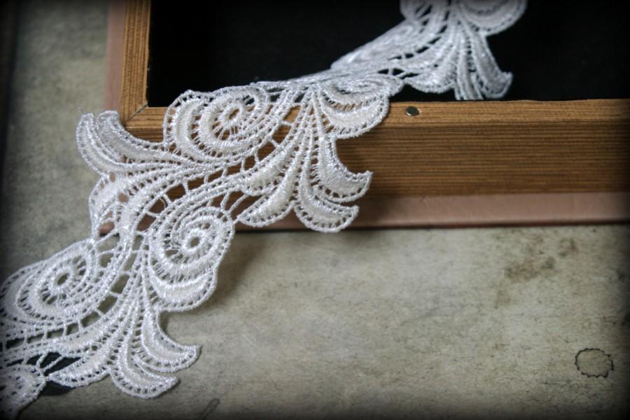 زفاف - Ivory Lace Trim Venice Lace for Bridal, Costume Design, Sashes, Lace Jewelry, Headbands, Crafting LA-102