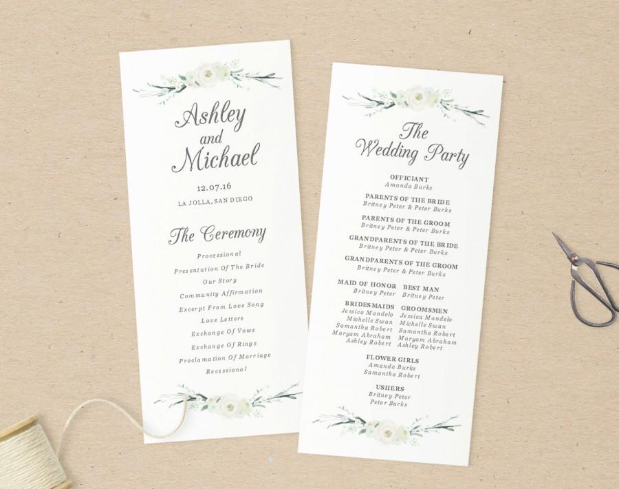 Mariage - Printable Wedding Programs Template,Printable Programs, Instant Download, Editable Artwork and Text Colour, Edit in Word or Pages