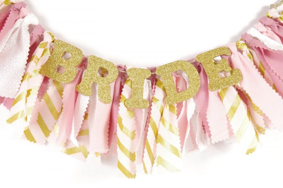 Свадьба - Pink and Gold Bridal Shower Decor - Bride Chair Banner for Wedding Shower - Pink, Gold and White - Garland - Bunting