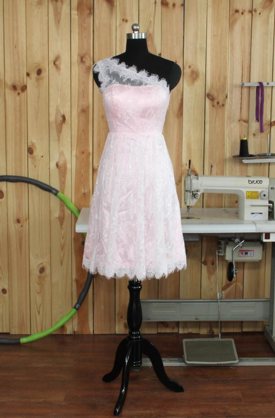زفاف - Lace Bridesmaid Dress, One shoulder Lace Bridesmaid Dress, Lace Weddin Dress, Lace Prom Dress, Wedding Party Dress