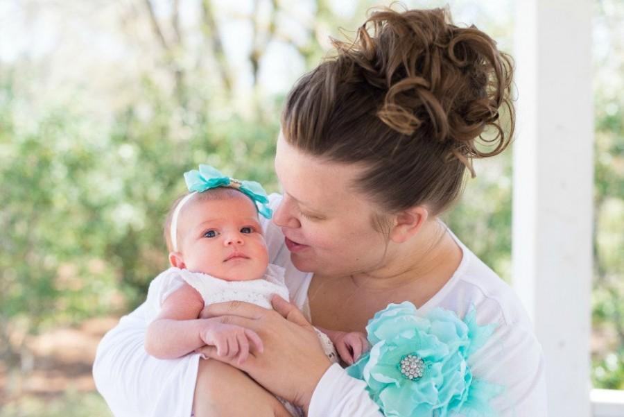 Mariage - Baby Bow Headband. Aquamarine Aqua Blue. Newborn Baby Girl, Big Day Spring Wedding Accessory, Statement Kid Toddler Christening Hair Hairbow