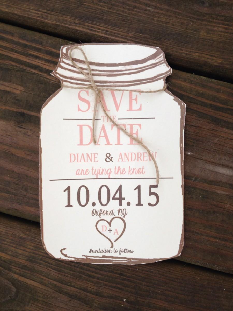 زفاف - Mason Jar Save the Dates with kraft envelopes- 80