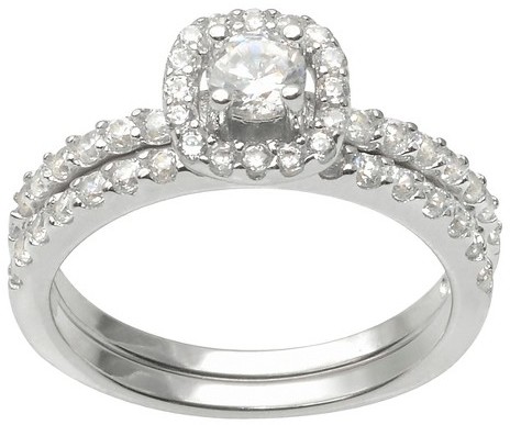 Mariage - Journee Collection 4/5 CT. T.W. Round-cut CZ Basket Set Wedding Ring Set in Sterling Silver - Silver