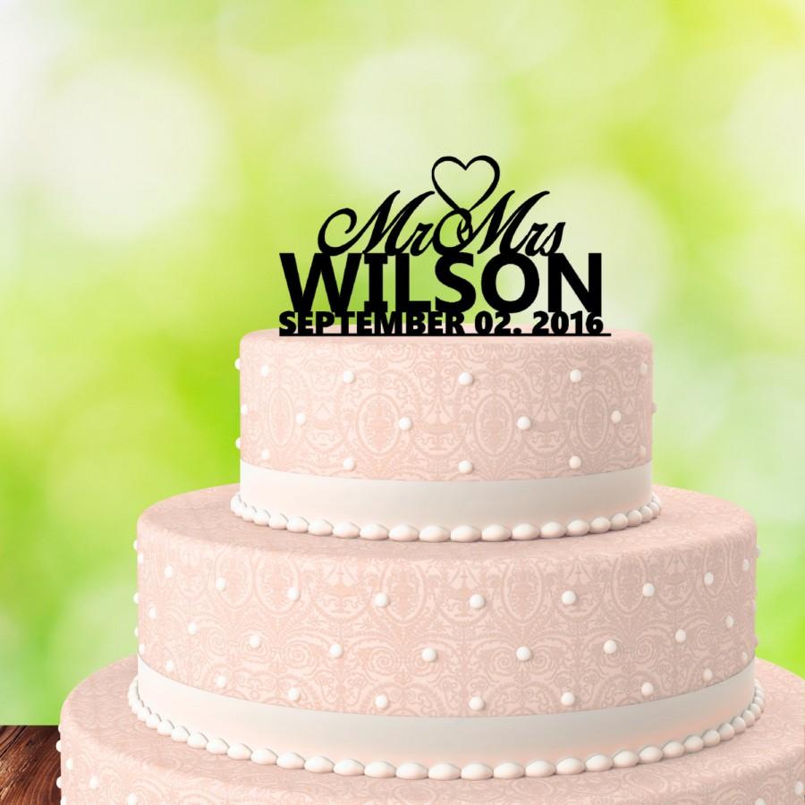 Свадьба - Personalized Wedding Cake Topper - Personalized Cake Topper - Mr Mrs - Date Cake Topper - Cake Topper for Wedding - Custom Cake Topper