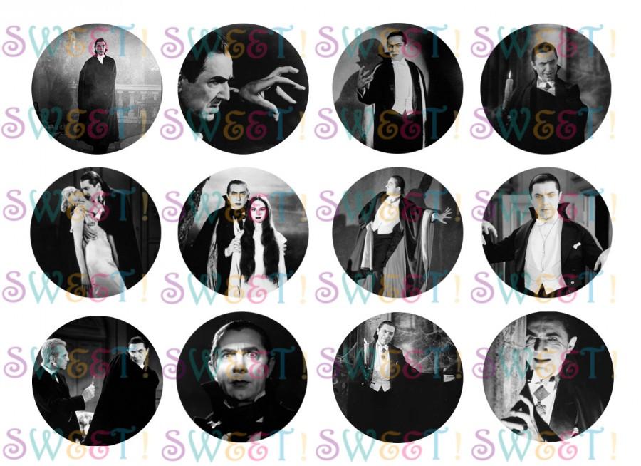 Wedding - Edible 2.5" Round Classic Dracula Halloween Cupcake & Cookie Toppers - Wafer Paper or Frosting Sheet