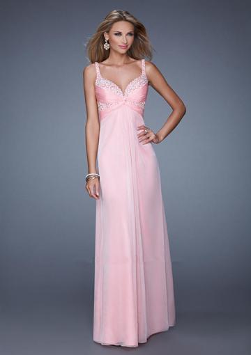 Mariage - Straps Pink Blue Lilac Sleeveless Chiffon Ruched Criss Cross Floor Length