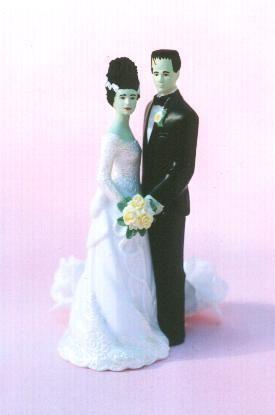 Hochzeit - Frankenstein Bride And Groom Wedding Cake Top Figurine