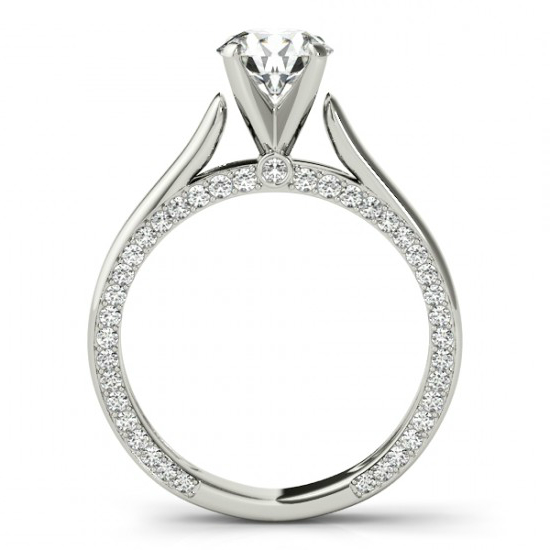 زفاف - Forever One Moissanite & Double Sided Diamond Engagement Ring - Forever One Moissanite Cathedral Rings for Women - Wedding Gifts - Anniversary Raven Fine Jewelers