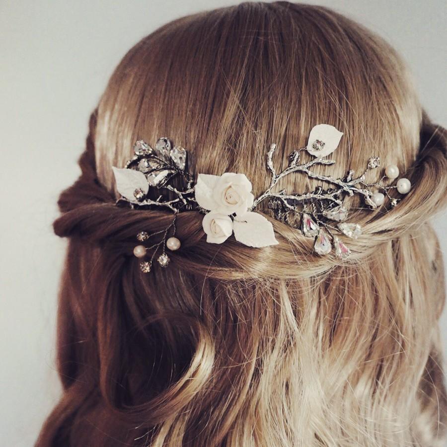 زفاف - Bridal hair vine, wedding hair vine, freshwater pearls, bridal hair comb pearl silver, silver wedding accessories