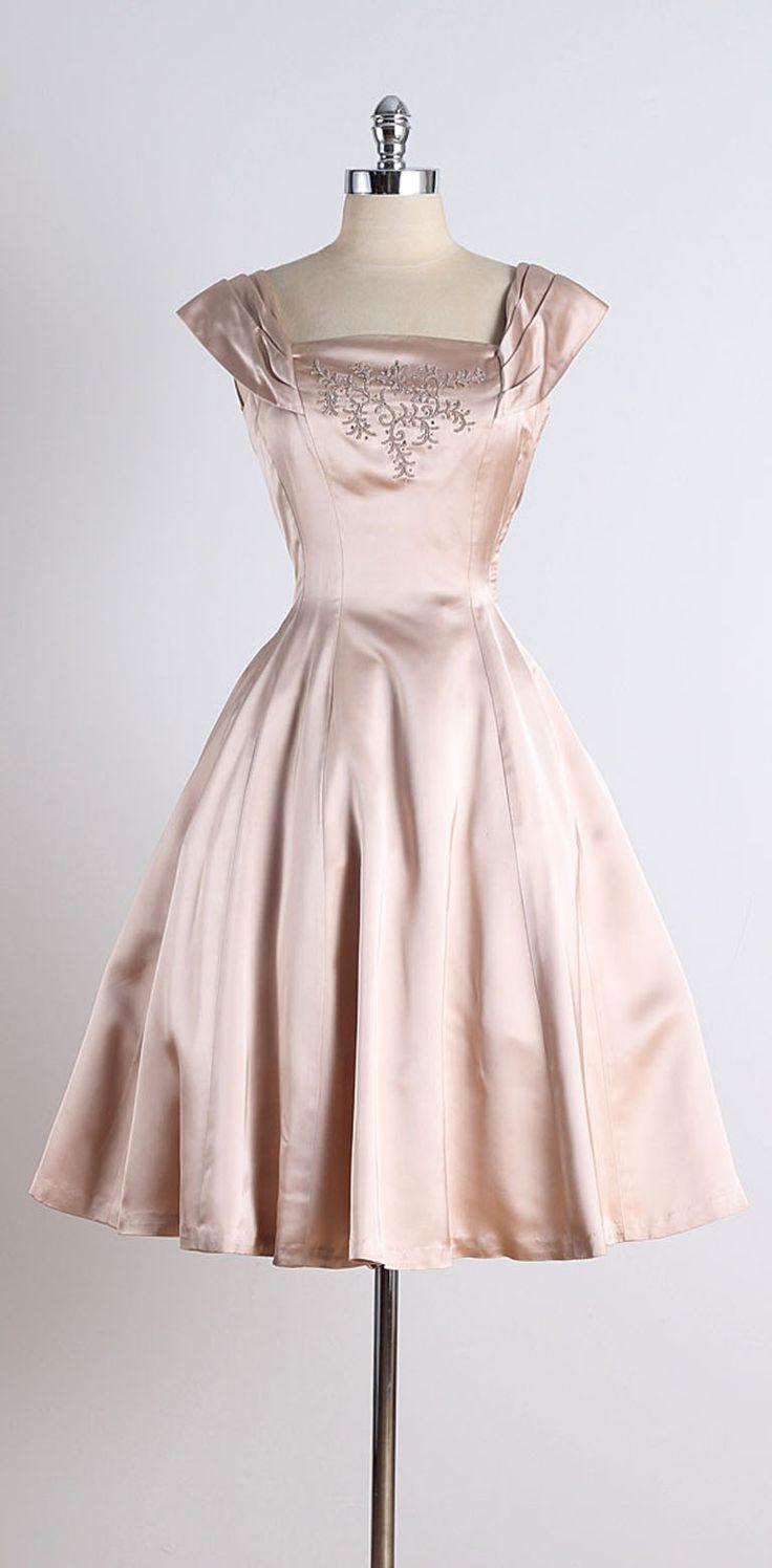Hochzeit - 1950s Ellen Kaye Satin Soutache Cocktail Dress