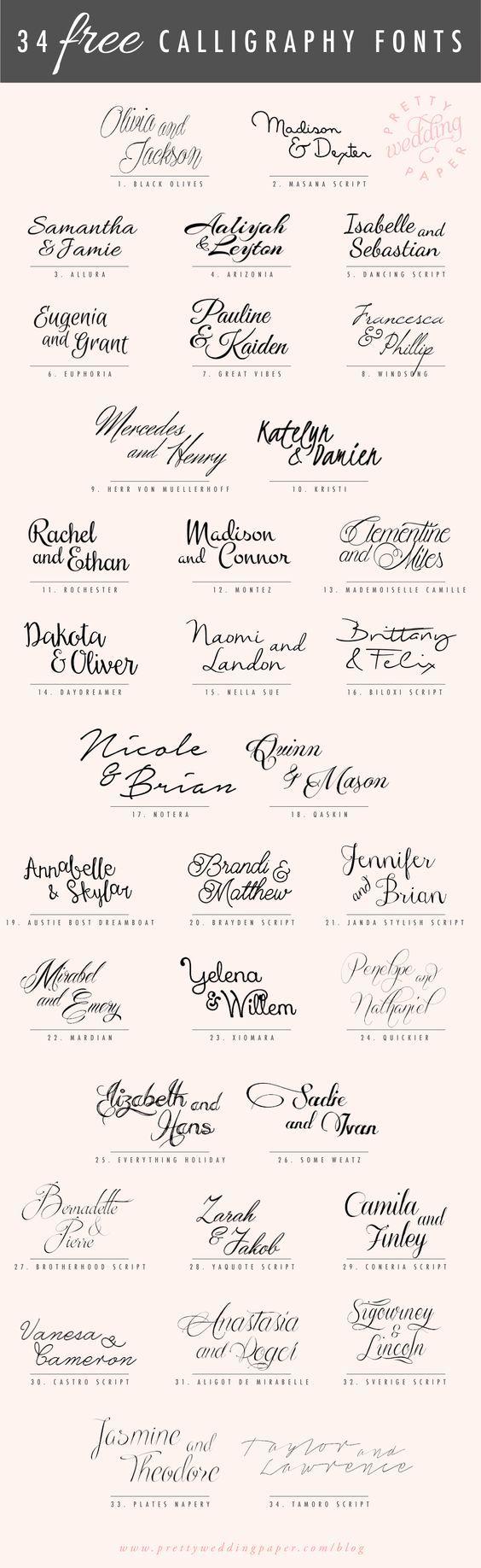 Mariage - 34 Free Calligraphy Script Fonts For Wedding Invitations