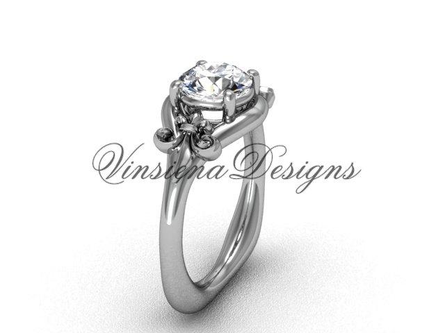 Wedding - Platinum Fleur de Lis engagement ring VD10022