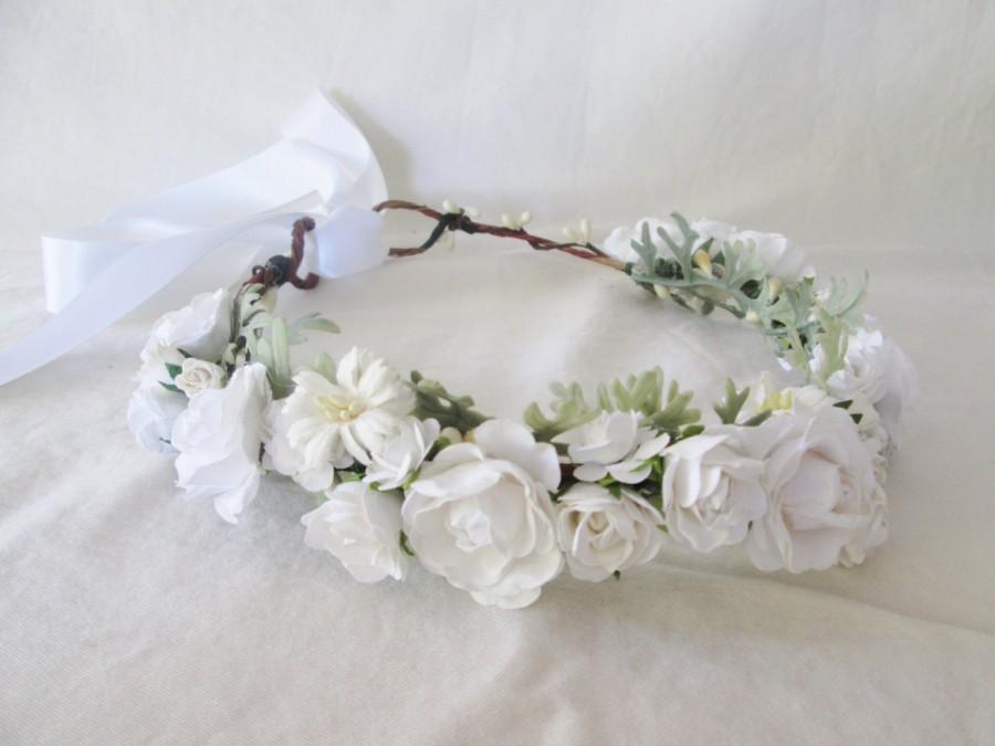 زفاف - Flower  crown, flower tiara, mulberry flowers,  flower girl, bridesmaid headband. Wedding hair accessory