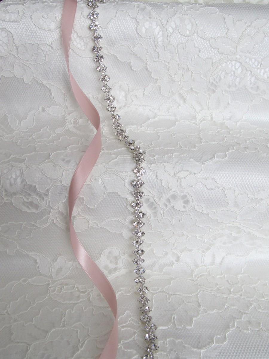 زفاف - Silver Crystal Rhinestone Bridal Sash,Skinny Wedding sash,Bridal Accessories,Bridal Belt,Style #31