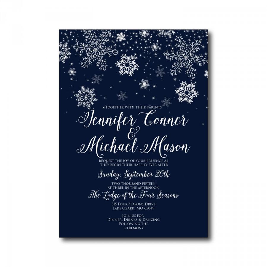 Свадьба - Winter Wedding Invitation - Winter Snowflakes - Winter Wedding - Snowflakes - Printable Wedding Invitation - Digital Invitation - Printable
