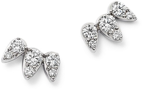 Mariage - Diamond Teardrop Stud Earrings in 14K White Gold, .35 ct. t.w.