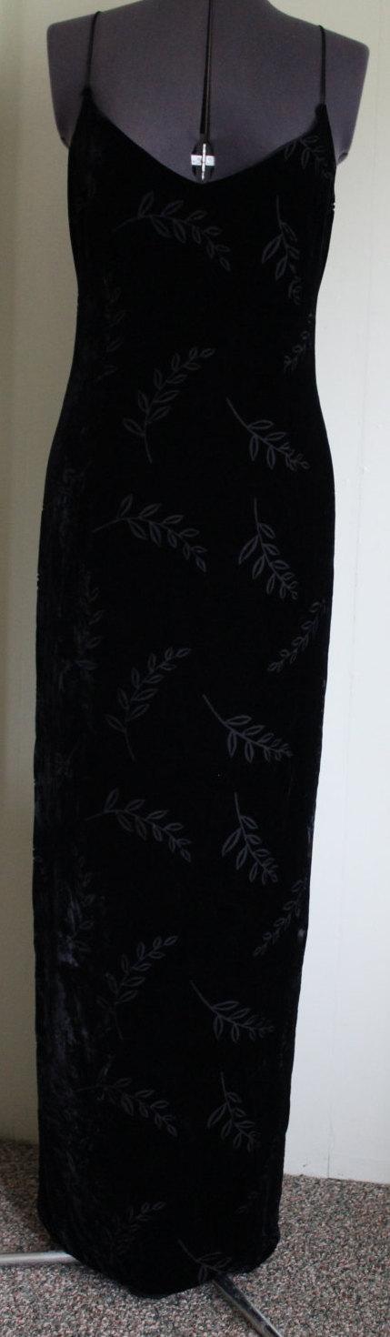 زفاف - FREE SHIPPING Vintage Black Velour Evening Cocktail Party Gown Long Dress     Size 8