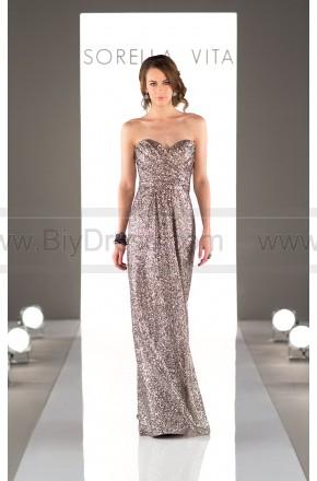 زفاف - Sorella Vita Long Metallic Sequin Bridesmaid Dress Style 8834
