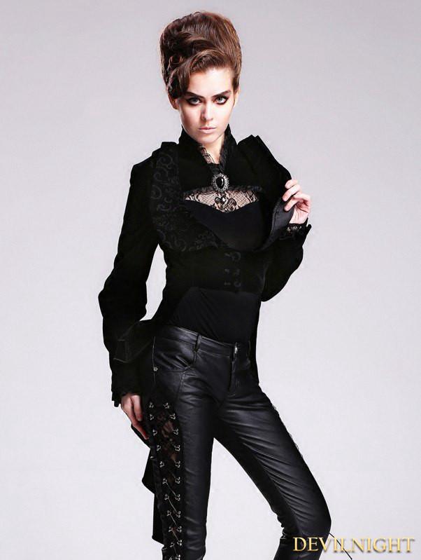 Mariage - Black Velvet Vintage Gothic Swallowtail Jacket for Women