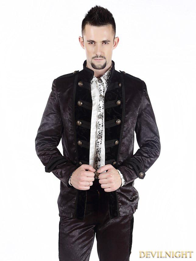 زفاف - Black Double-Breasted Short Gothic Jacket for Men