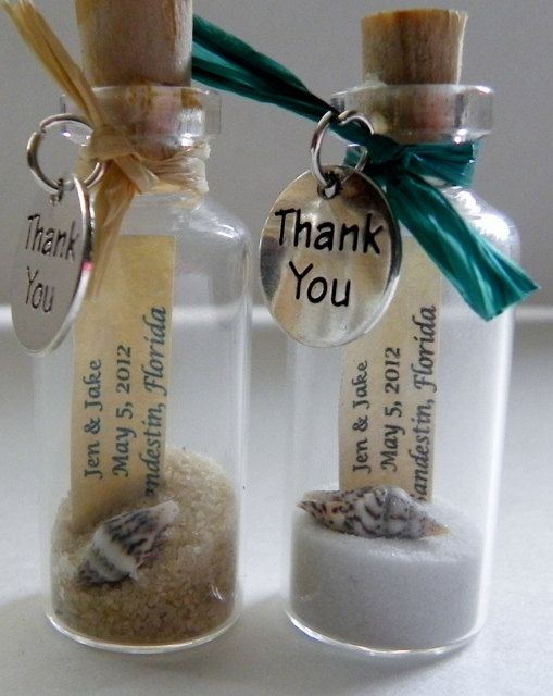 زفاف - THANK YOU Mini Message Bottle FAVORS With Or Without Magnets Sold In Lots Of 12 Or More