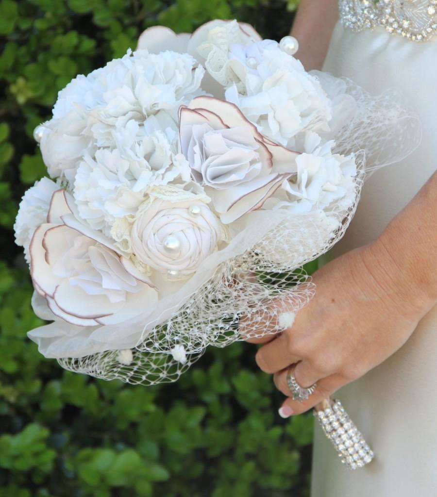 زفاف - Fabric Bouquet, Vintage Bouquet, Rustic Bouquet, Unique Wedding Bridal Bouquet