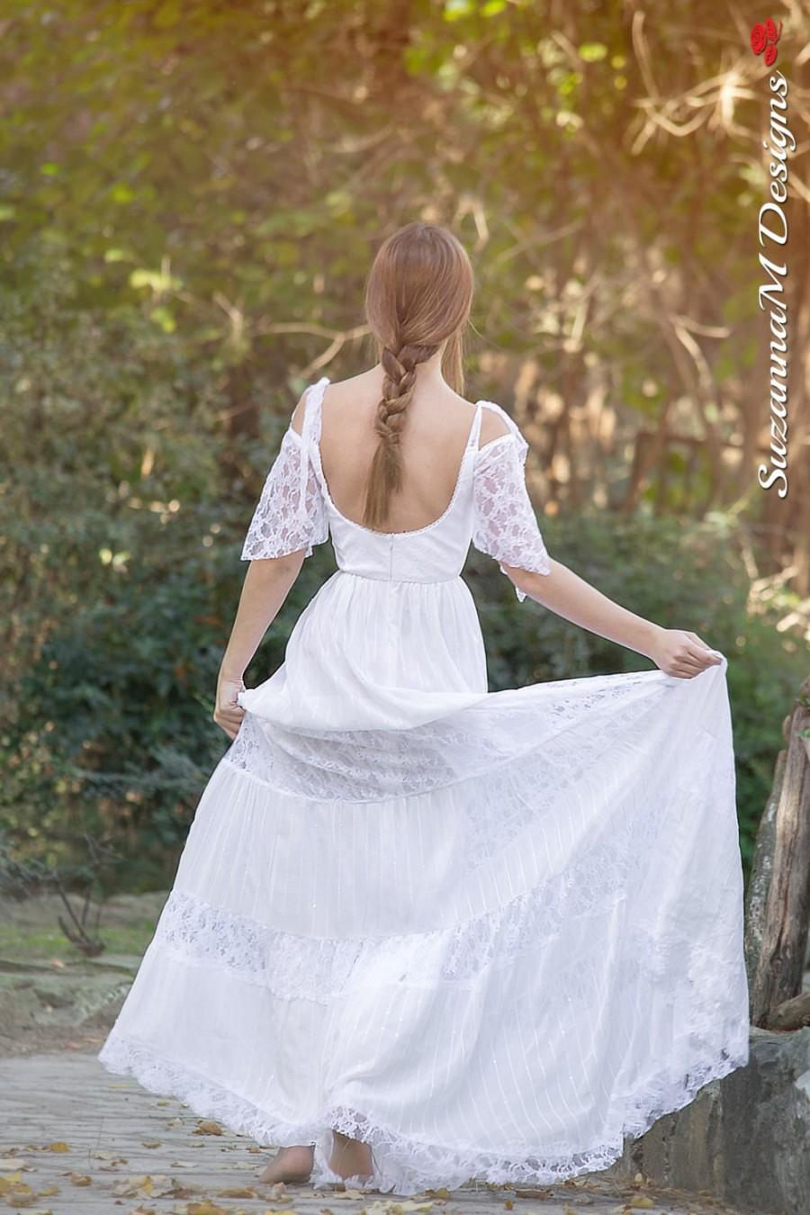 Wedding - Bohemian Wedding Dress, SuzannaM Designs, Long Bridal Dress, Boho Wedding Dress, Lace Wedding Gown, Gypsy Wedding Gown,Handmade Gown, Bridal