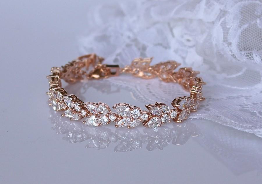 Bridal Bracelet Crystal Crystal Bracelet Wedding Bridal Bracelet Rose Gold